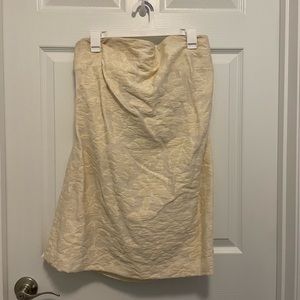 Anthropologie Cream Floral Print Bow Back Strapless Dress Size 16